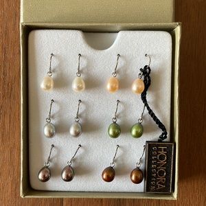Honora Collection: set of 6 pearl drop earrings
